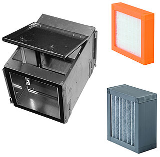 Zehnder_CSY_ComfoWell modular system_Image_ComfoWell filterbox Cut-Out Zehnder ComfoWell Manifold Comfortable indoor ventilation Angled view