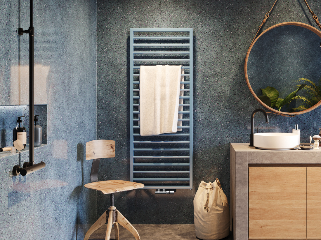 Zehnder_RAD_Subway-HY_milieu-bathroom_ChromeValve Rendering Zehnder Subway Decorative radiator Front view